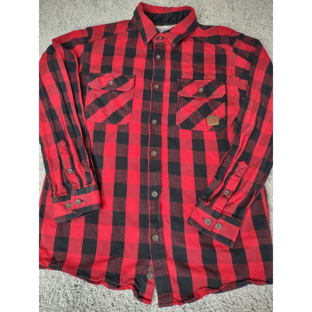 LEGENDARY SHIRT Mens Medium  BUFFALO PLAID RED BLACK‎ LONG SLEEVES Heavyweight